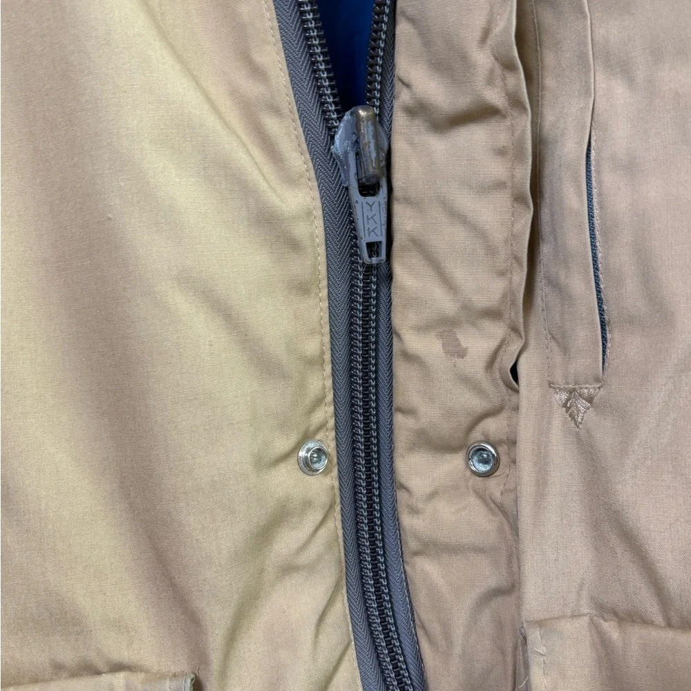Vintage 70s 80s The North Face Down Parka Jacket XL Made in USA Tan Blue